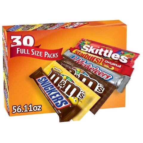 Kẹo đủ vị m&m's, skittles and more candy bars, variety pack, full size