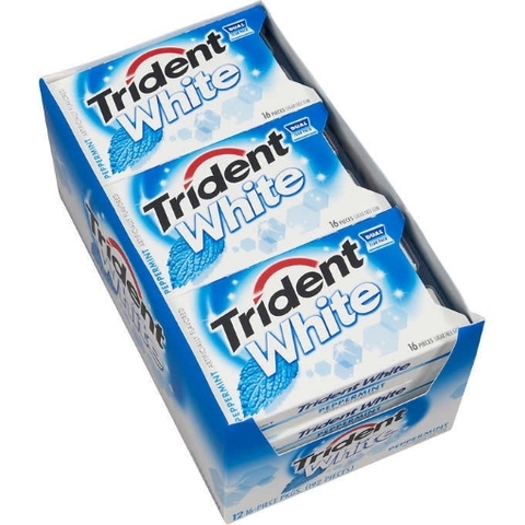 Kẹo cao su không đường trắng răng vị bạc hà âu trident white sugar free gum, peppermint