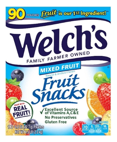 Kẹo dẻo trái cây welch's fruit snacks - mixed fruit, 2kg ~ 4.5lb