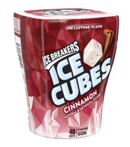Kẹo singum hương quế không đường ice breakers - ice cubes cinnamon flavored sugar free chewing gum, 40 viên