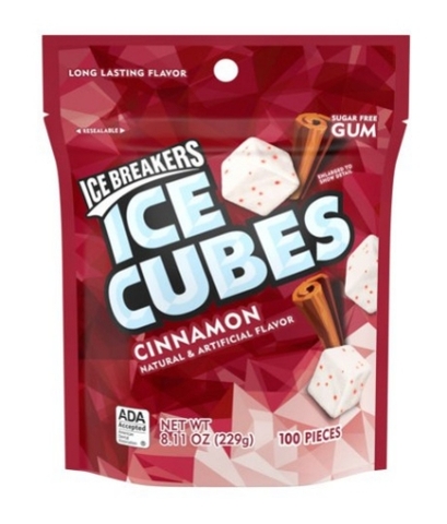 Kẹo singum hương quế không đường ice breakers - ice cubes cinnamon flavored sugar free chewing gum