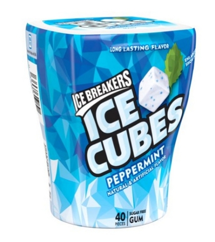 Kẹo singum bạc hà không đường ice breakers - ice cubes peppermint sugar free chewing gum, 40 viên