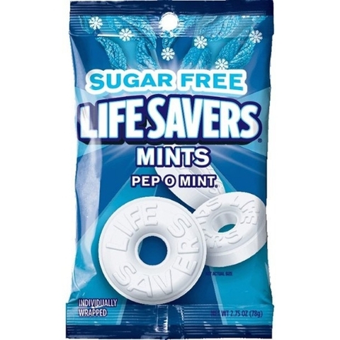 Kẹo bạc hà không đường life savers mints, pep o mint sugar free hard candy
