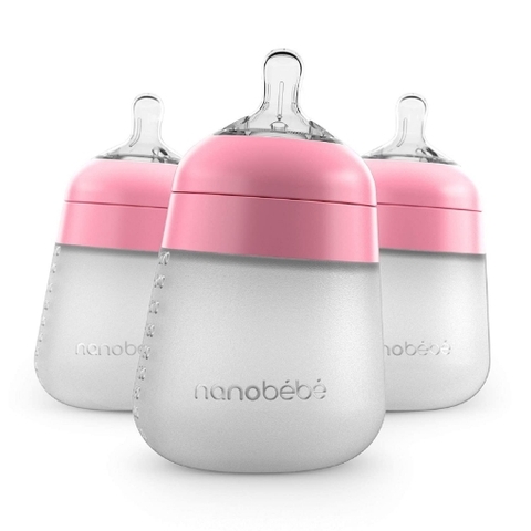 Bình sữa nanobébé flexy silicone baby bottle, pink