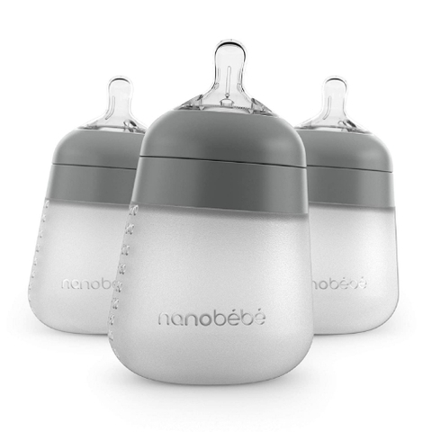 Bình sữa nanobébé flexy silicone baby bottle, gray