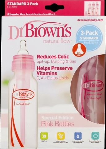 Bình sữa dr. brown's original baby bottle, pink , 250 ml