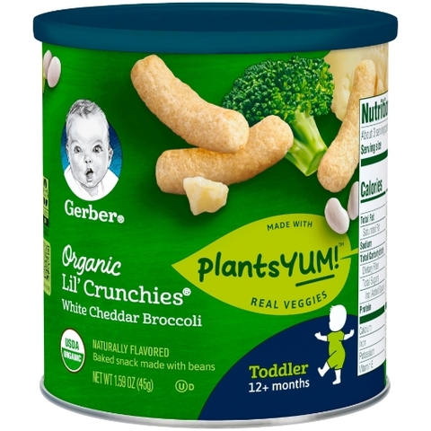 Bánh ăn dặm hữu cơ cho trẻ trên 1 tuổi vị bông cải xanh gerber organic toddler food, white cheddar broccoli baby snack