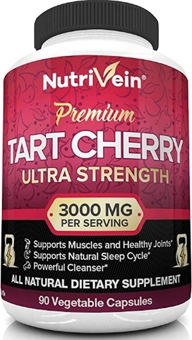 Viên uống giảm đau cơ, khớp và chống oxy hóa chiết xuất hoa anh đào nutrivein tart cherry capsules 3000mg, (90 viên)