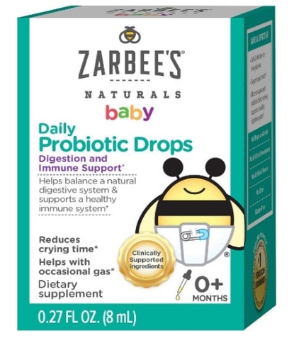 Thuốc nhỏ men vi sinh hàng ngày Đồ dùng cho Bé mới sinh zarbee's baby probiotic drops, daily digestive + immune support