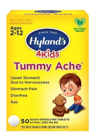 Viên ngậm giảm đau bụng, đầy hơi và tiêu chảy dành cho trẻ hyland's homeopathic 4 kids tummy ache tablets