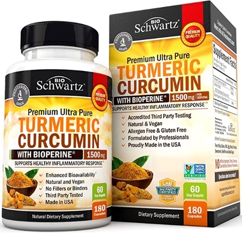 Thuốc hỗ trợ khớp nghệ curcumin with bioperine 1500mg 180 viên