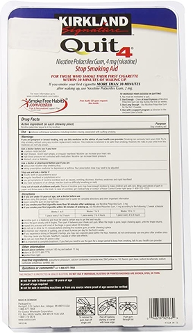 Kẹo singum cai thuốc lá không đường kirkland signature quit gum 4mg