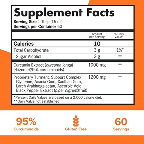 Thuốc uống tinh chất nghệ tươi dạng nước Qunol Liquid Turmeric 1000mg, 30.4fl oz