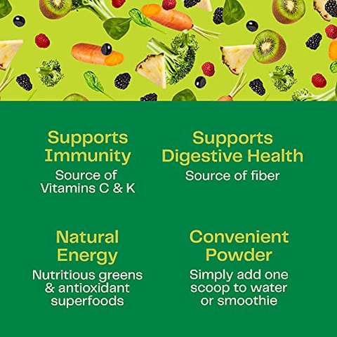 Bột cỏ lúa mì, rau củ quả hữu cơ Amazing Grass Greens Blend Superfood - Original, 480g