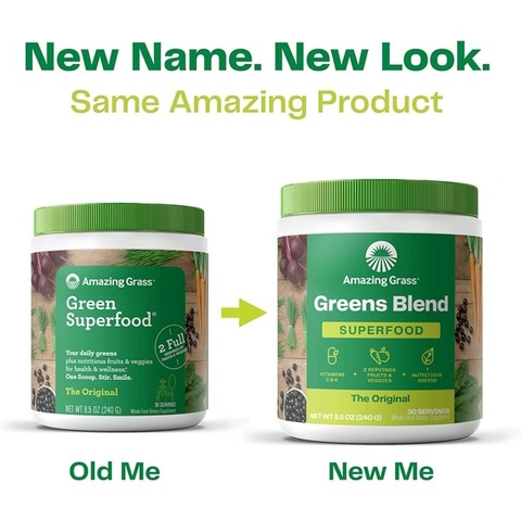 Bột cỏ lúa mì, rau củ quả hữu cơ Amazing Grass Greens Blend Superfood - Original, 240g
