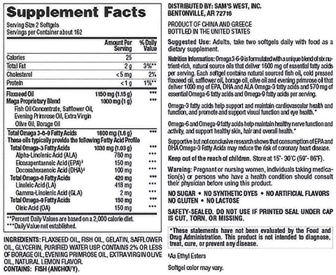 Viên uống bổ sung Member's Mark Omega 3-6-9 Dietary Supplement 1030mg