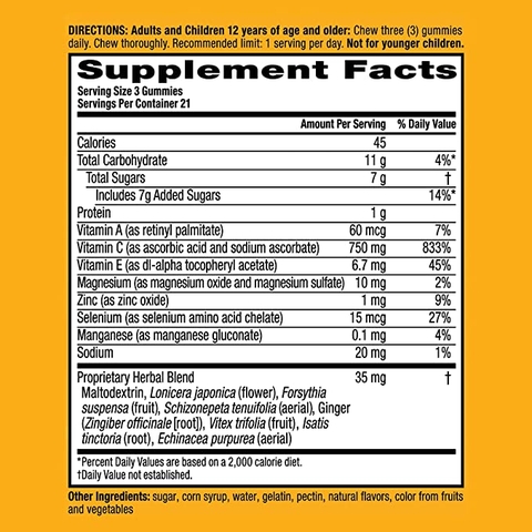 Kẹo dẻo bổ sung vitamin & khoáng chất Airborne Immune Support Supplement,75 Gummies