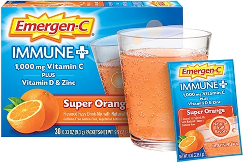 Bột hòa tan Vitamin C + Vitamin D & Kẽm Emergen-C Immune+ 1000 mg Vitamin C  Plus Vitamin D & Zinc, Super Orange