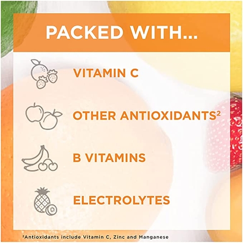 Bột hòa tan Vitamin C + Vitamin D & Kẽm Emergen-C Immune+ 1000 mg Vitamin C  Plus Vitamin D & Zinc, Super Orange
