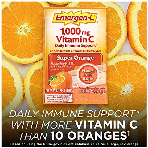 Bột hòa tan vitamin c hỗ trợ miễn dịch hàng ngày Emergen-C Vitamin C 1,000 mg Daily Immune Support, 30 gói