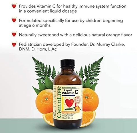 Siro bổ sung vitamin c hỗ trợ miễn dịch dành cho bé ChildLife Essentials Liquid Vitamin C Immune Support for Infants