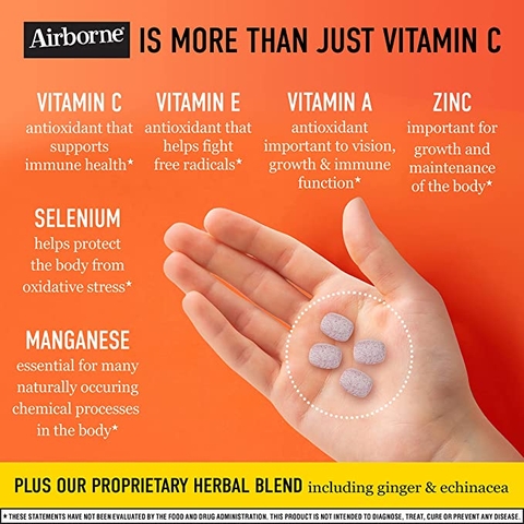 Viên nhai bổ sung Vitamin C Airborne Immune Support Chewable Tablets