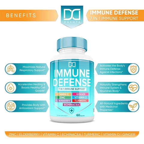 Viên uống hỗ trợ miễn dịch 7 trong 1 Dakota 7 in 1 Immune Support Booster Supplement with Elderberry