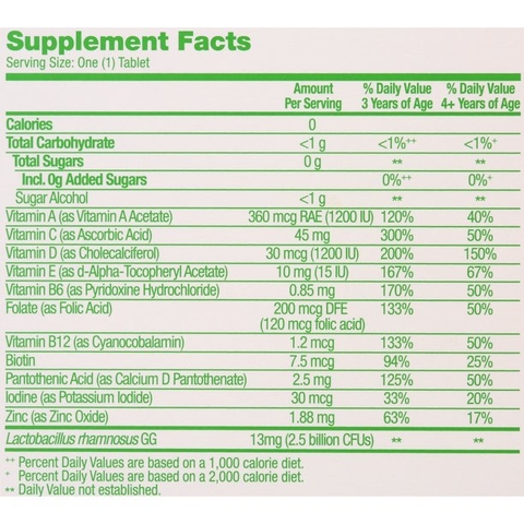 Viên nhai hỗ trợ tiêu hóa và miễn dịch cho bé Culturelle Kids Complete Multivitamin + Probiotic Chewable, 50 viên.