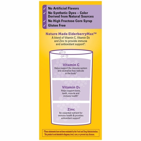 Bột hòa tan Vitamin C hỗ trợ miễn dịch Nature Made ElderberryMAX Fizzy Drink Mix