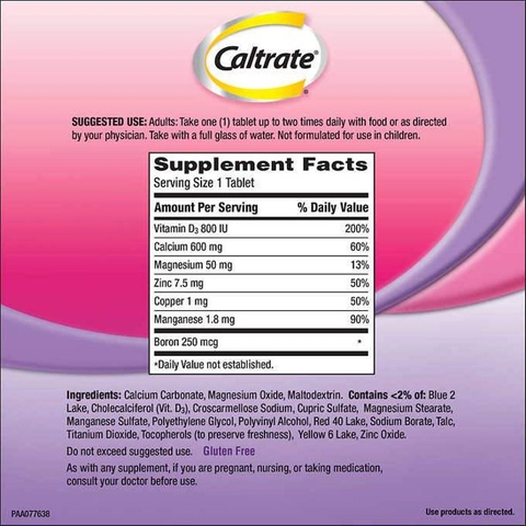 Viên uống bổ sung canxi, d3 và khoáng chất Caltrate Bone Health Advanced 600+D3 Plus Minerals, 320 viên