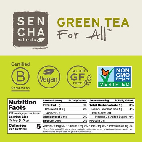 Bột trà xanh Sencha Naturals Everyday Matcha Green Tea Powder, 3 packs
