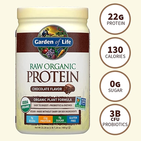 Bột protein hữu cơ thô hương sô-cô-la Garden of Life Organic Protein Powder, Chocolate