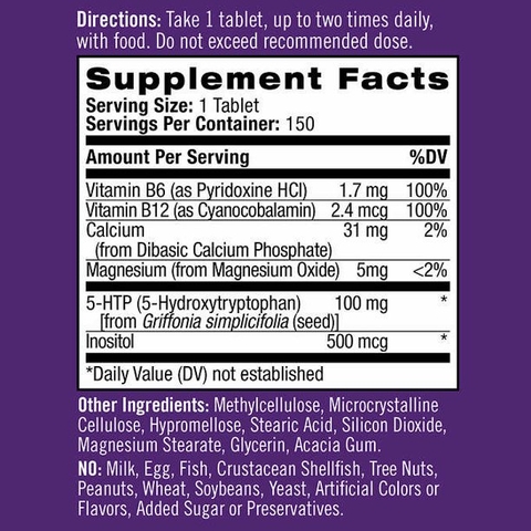 Viên uống giảm stress & tăng cảm xúc Natrol 5-HTP Plus Mood & Relaxation 100 mg, 150 viên