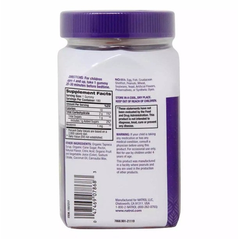 Kẹo dẻo ngủ ngon Natrol Melatonin 5 mg Gummies, 180 viên