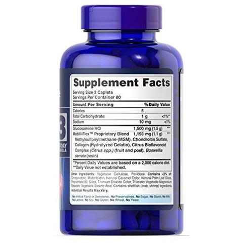 Viên uống hỗ trợ xương khớp gấp đôi sức mạnh Puritan's Pride Double Strength Glucosamine, Chondroitin & MSM Joint Soother