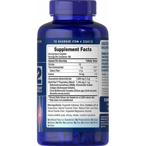Viên uống hỗ trợ xương khớp Puritan's Pride Triple Strength Glucosamine, Chondroitin & MSM Joint Soother 360 viên