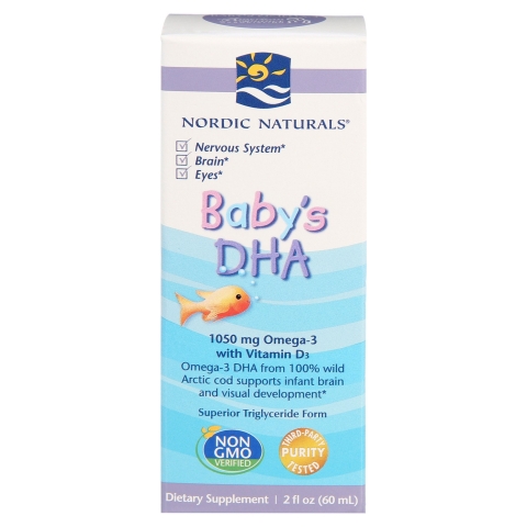 Siro Hỗ trợ Phát triển Trí não, Thị giác và Hệ Thần kinh ở trẻ sơ sinh - Nordic Naturals Baby’s DHA - 2 oz