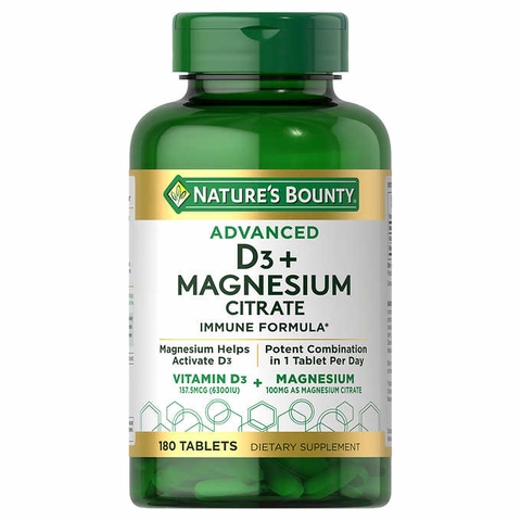 Viên uống giúp xương chắc khỏe Nature's Bounty Advanced D3 and Magnesium Citrate, 180 viên