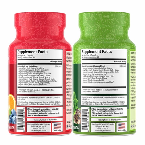 Viên uống trái cây Terra Kai Organics Juce Super Fruit & Veggie Capsules, 240 count