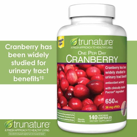 Viên uống hỗ trợ đường tiết niệu Trunature Cranberry 650mg, 140 viên