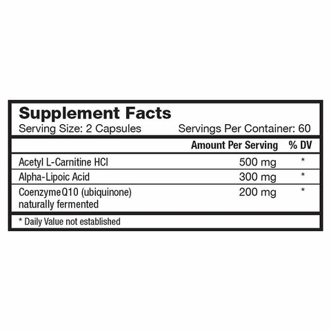 Hỗ trợ tim mạch Nature’s Lab CoQ10 + Alpha Lipoic Acid + Acetyl L-Carnitine HCl, 120 viên
