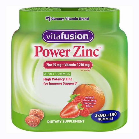 Kẹo dẻo bổ sung Kẽm + Vitamin C tăng đề kháng Vitafusion Power Zinc 15 mg, 180 viên