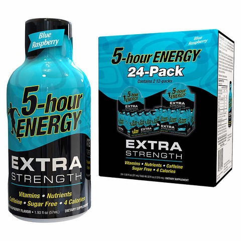 Nước tăng lực vị quả mọng 5-hour Energy Shot, Extra Strength, Blue Raspberry, 1.93 fl oz, 24 chai