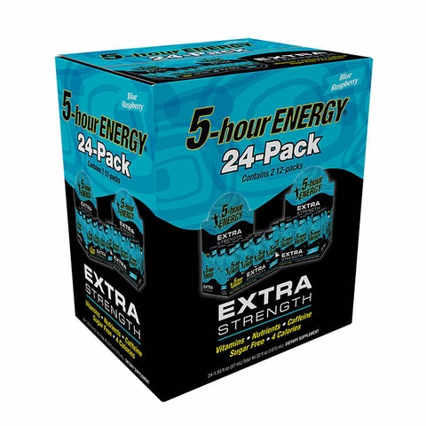 Nước tăng lực vị quả mọng 5-hour Energy Shot, Extra Strength, Blue Raspberry, 1.93 fl oz, 24 chai