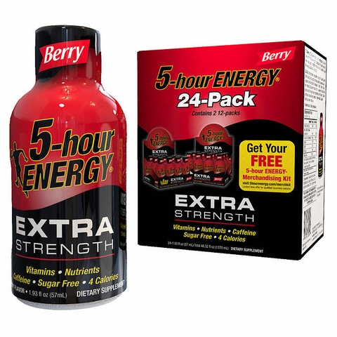 Nước tăng lực vị quả mọng 5-hour Energy Shot, Extra Strength, Berry, 1.93 fl. oz, 24 chai