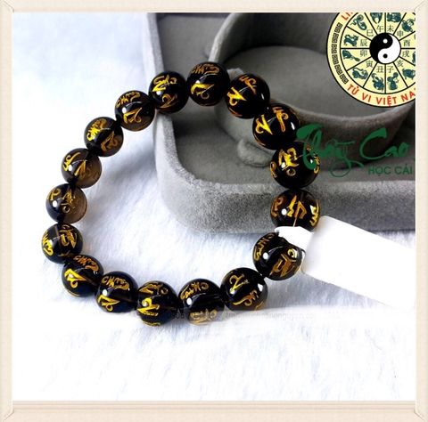 Vòng Thạch Anh Khói Khắc Chữ 8 ly