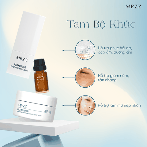 [Combo] Tam Bộ Khúc MRZZ Bộ ba Kem nám trắng da 30g, Tinh chất dưỡng da 30ml và Dầu dưỡng thanh lọc 10ml