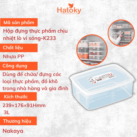 Hộp Nhựa Đựng Thực Phẩm Nakaya 3L