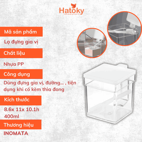 Hộp Gia Vị Dáng Vuông Inomata 400ml