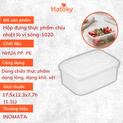 Hộp đựng thực phẩm chịu nhiệt lò vi sóng INOMATA 1020